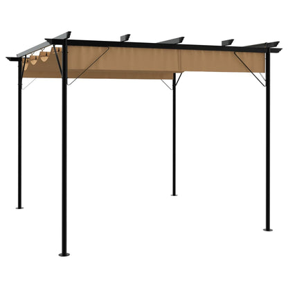 Pergola with Retractable Roof Taupe 3x3 m Steel 180 g/m²