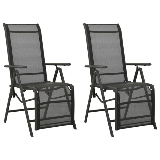 Reclining Garden Chairs 2pcs Textilene and Aluminium Black