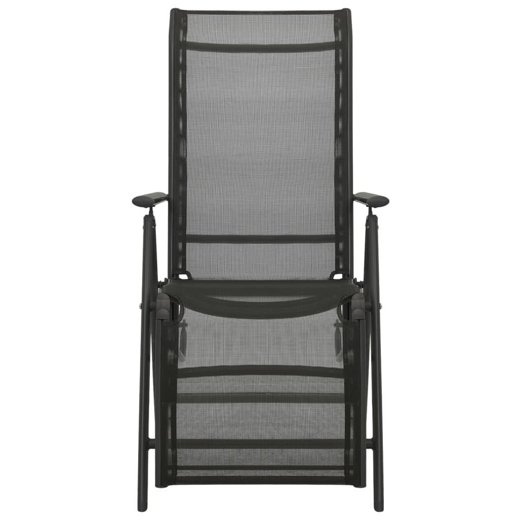 Reclining Garden Chairs 2pcs Textilene and Aluminium Black