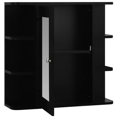 Bathroom Mirror Cabinet Black 66x17x63 cm MDF