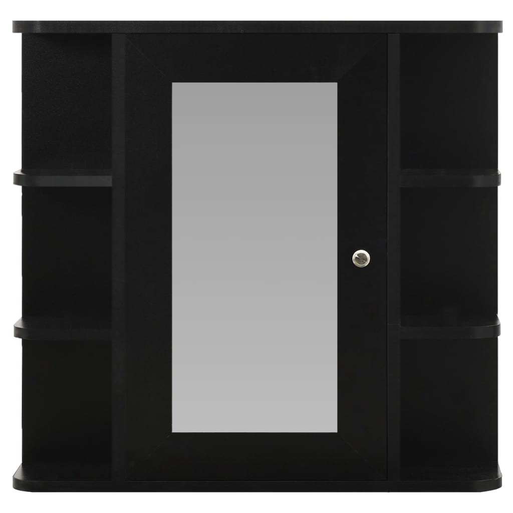 Bathroom Mirror Cabinet Black 66x17x63 cm MDF