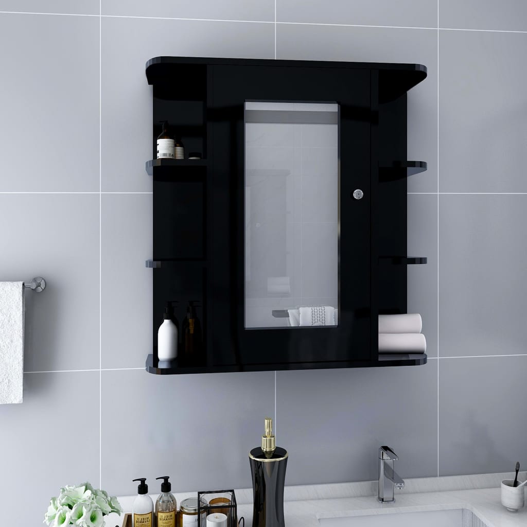 Bathroom Mirror Cabinet Black 66x17x63 cm MDF