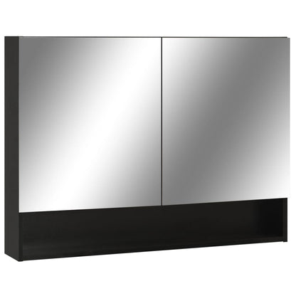 LED Bathroom Mirror Cabinet Black 80x15x60 cm MDF