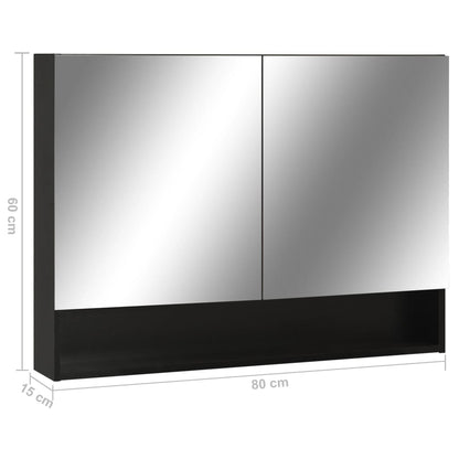 LED Bathroom Mirror Cabinet Black 80x15x60 cm MDF