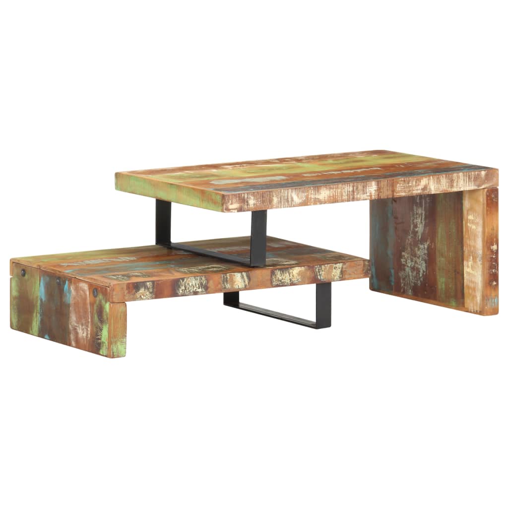 2 Piece Coffee Table Set Solid Reclaimed Wood