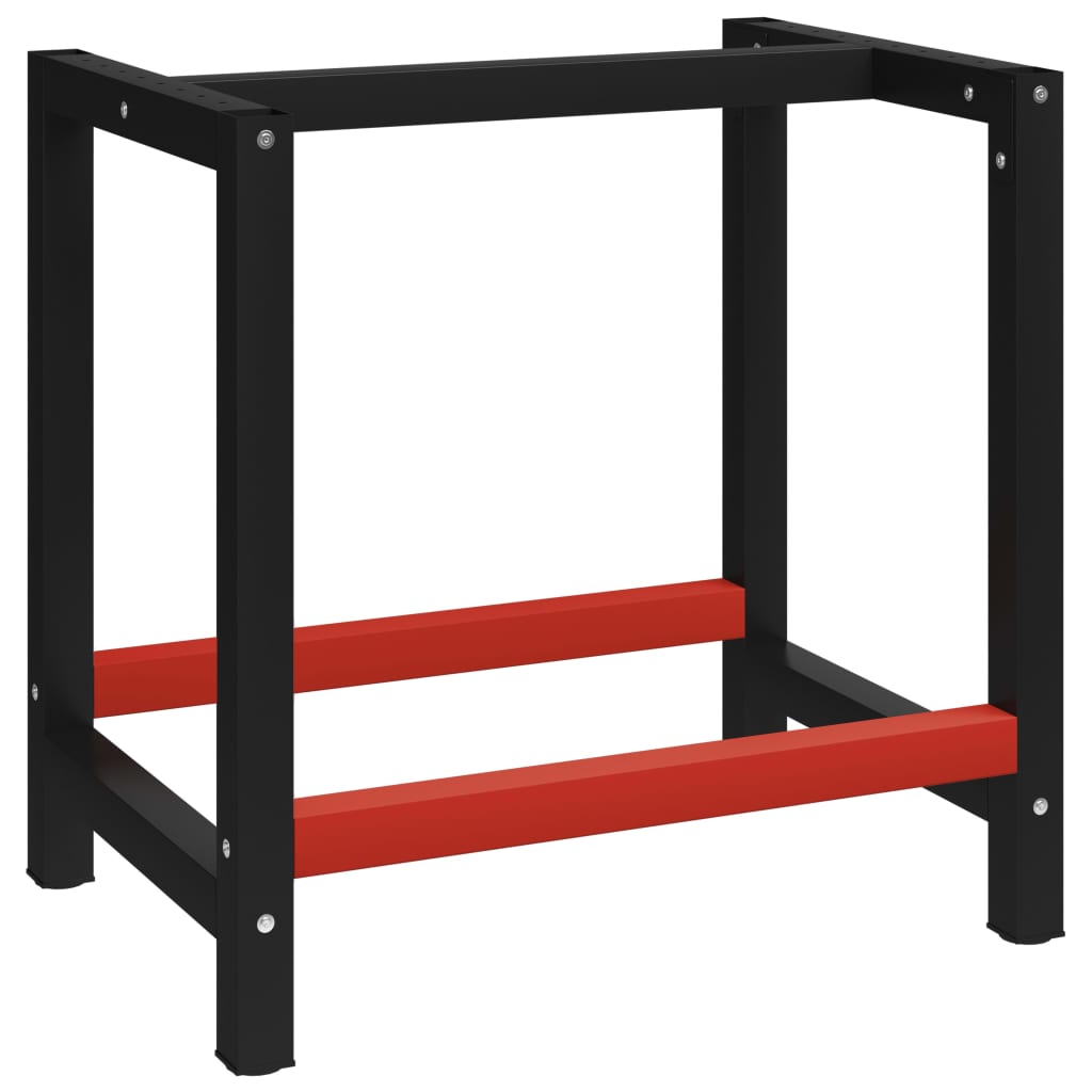 Work Bench Frame Metal 80x57x79 cm Black and Red