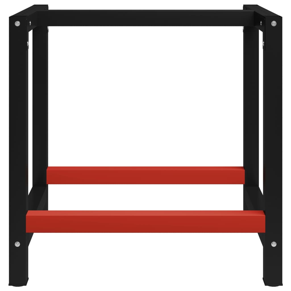 Work Bench Frame Metal 80x57x79 cm Black and Red