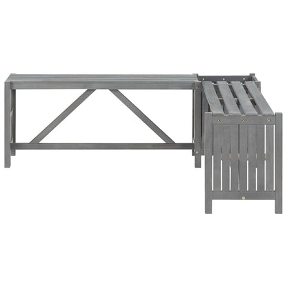 Garden Corner Bench with Planter 117cm Solid Acacia Wood Grey