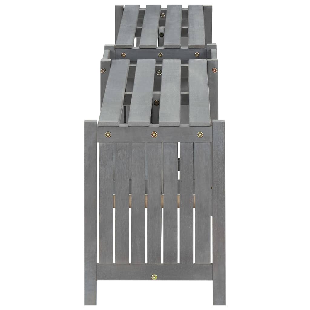 Garden Corner Bench with Planter 117cm Solid Acacia Wood Grey