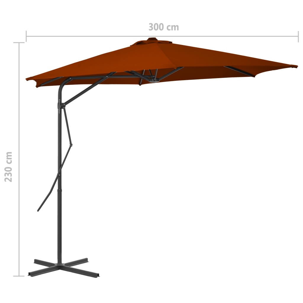 Garden Parasol with Steel Pole Terracotta 300x230 cm