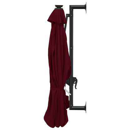 Wall-mounted Garden Parasol with LEDs 300 cm Burgundy