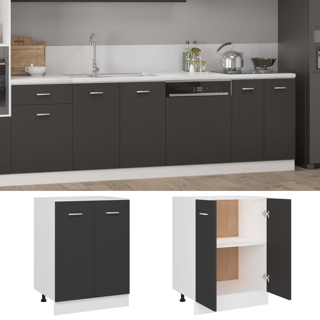 Bottom Cabinet Grey 60x46x81.5 cm Engineered Wood