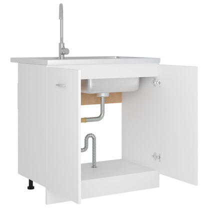 Sink Bottom Cabinet White 80x46x81.5 cm Engineered Wood