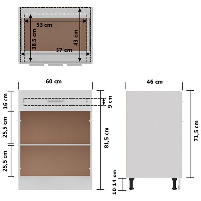 Drawer Bottom Cabinet White 60x46x81.5 cm Engineered Wood