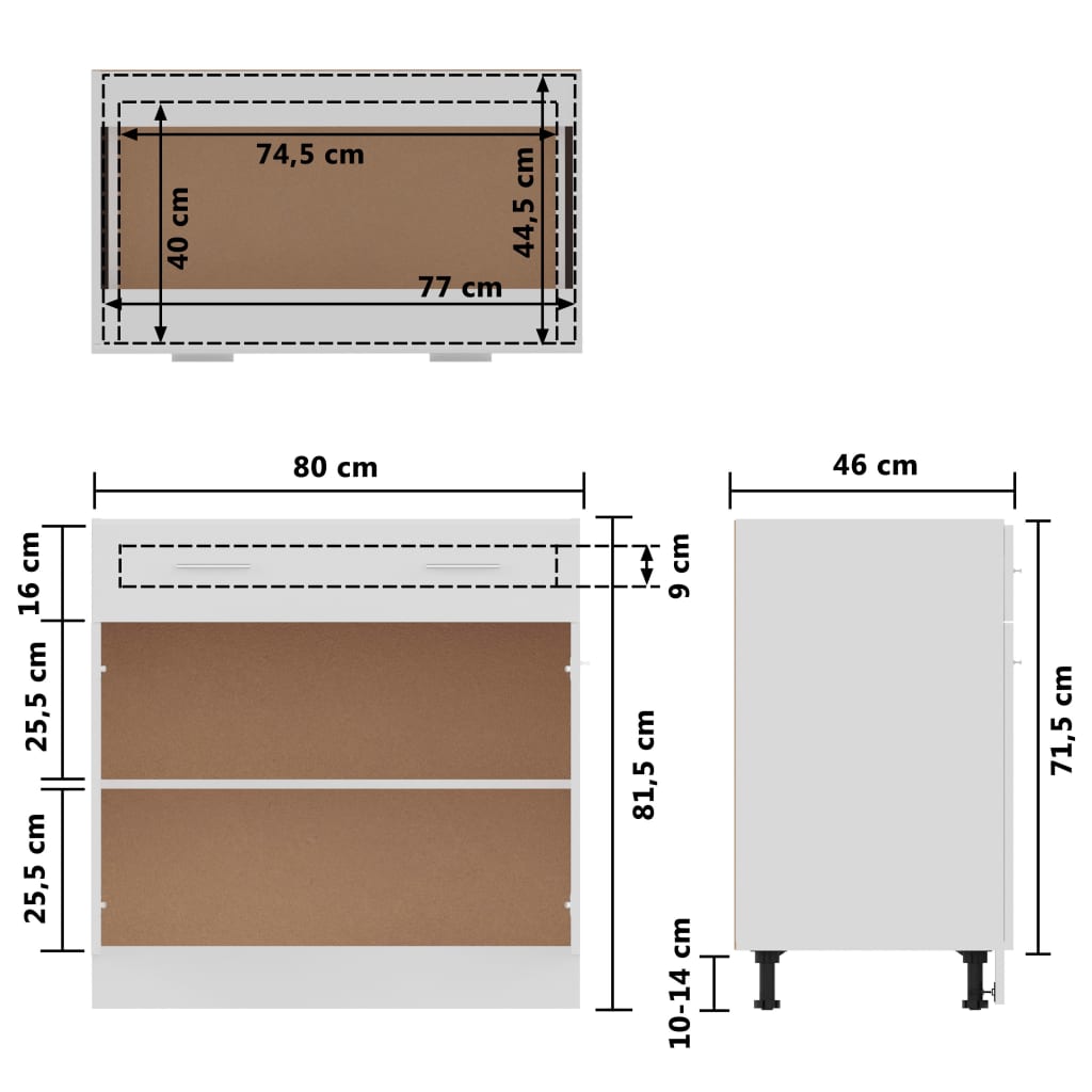 Drawer Bottom Cabinet White 80x46x81.5 cm Engineered Wood