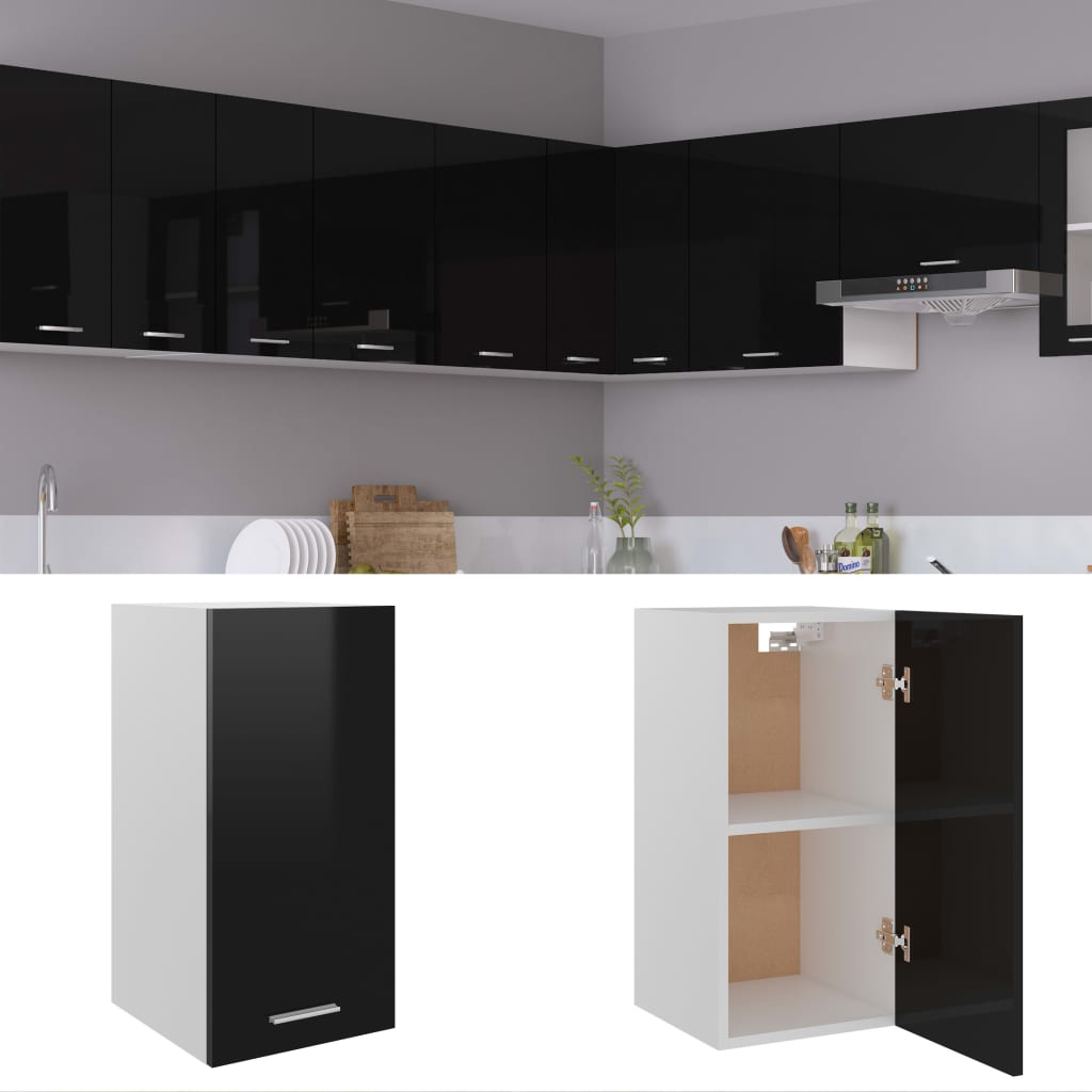 Hanging Cabinet High Gloss Black 29.5x31x60 cm Engineered Wood