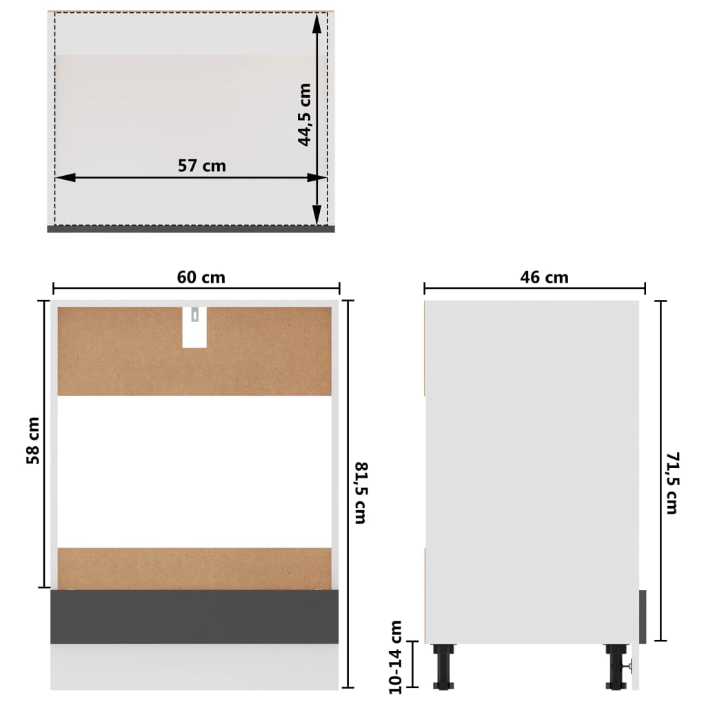 Oven Cabinet Grey 60x46x81.5 cm Engineered Wood