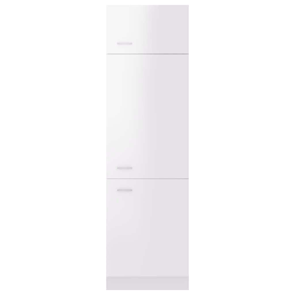 Refrigerator Cabinet High Gloss White 60x57x207 cm Engineered Wood