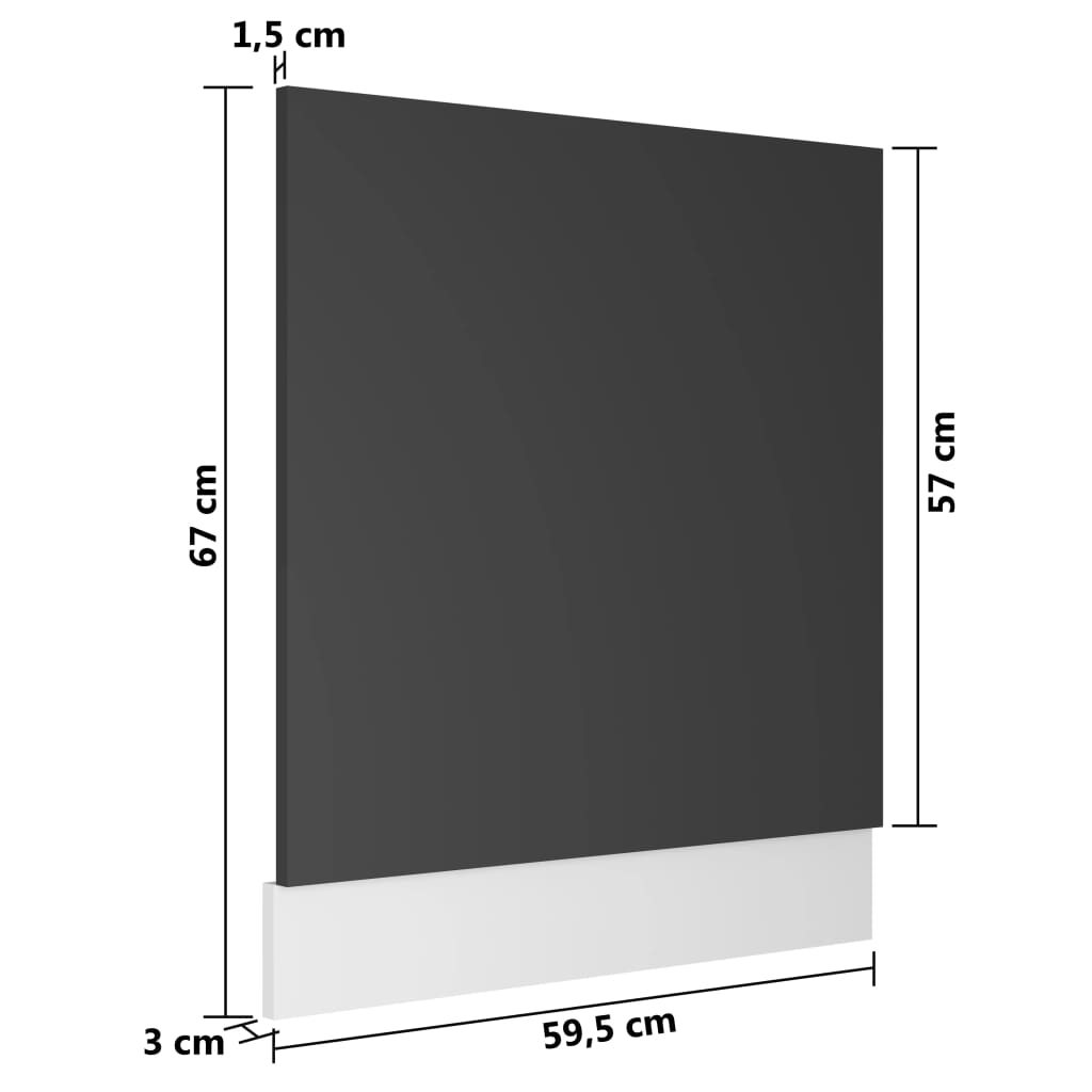 Dishwasher Panel Grey 59.5x3x67 cm Engineered Wood