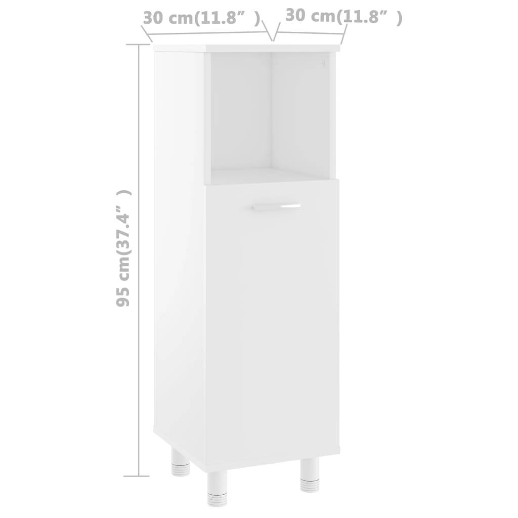 Bathroom Cabinet White 30x30x95 cm Engineered Wood