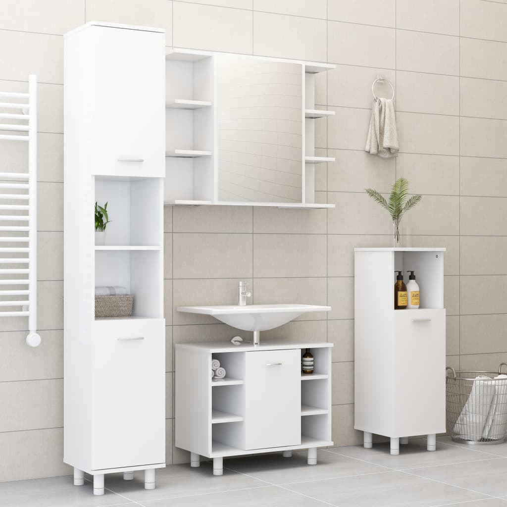 Bathroom Cabinet White 30x30x95 cm Engineered Wood