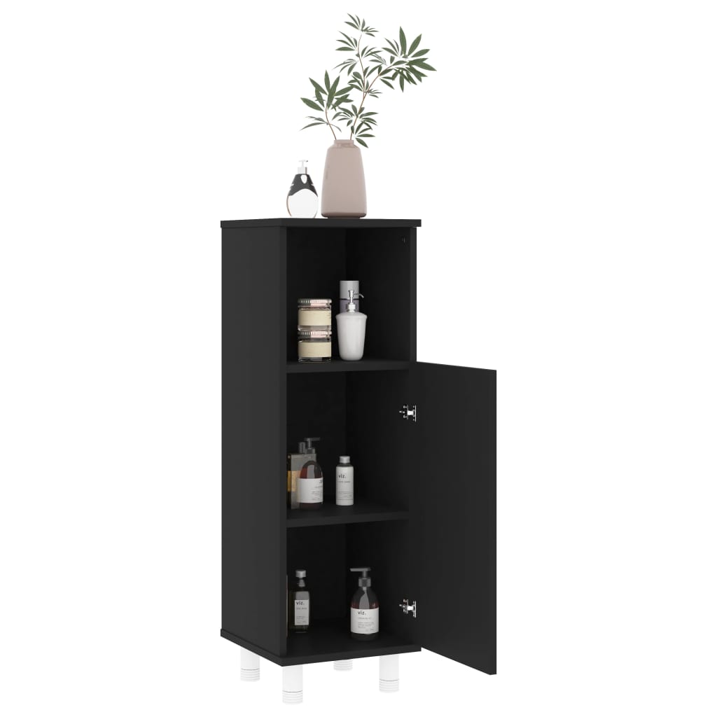 Bathroom Cabinet Black 30x30x95 cm Engineered Wood