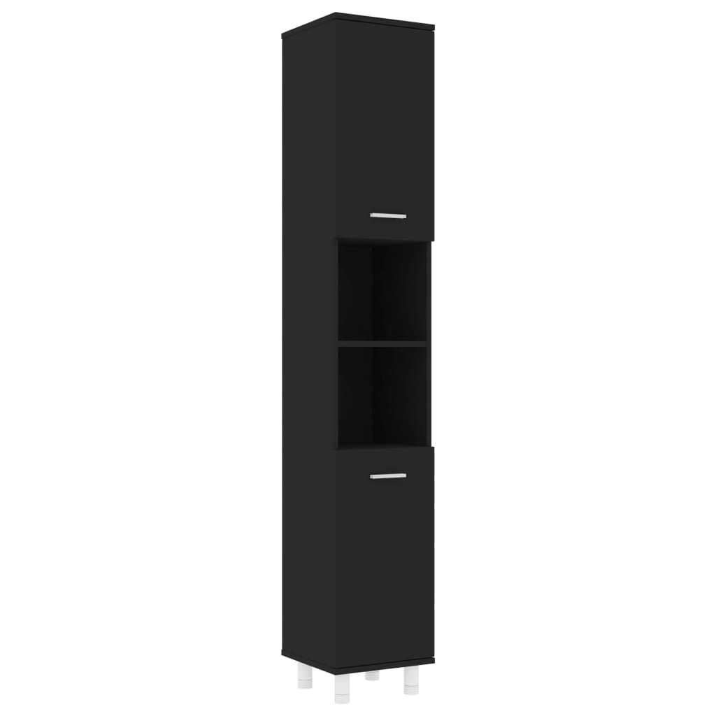 Bathroom Cabinet Black 30x30x179 cm Engineered Wood