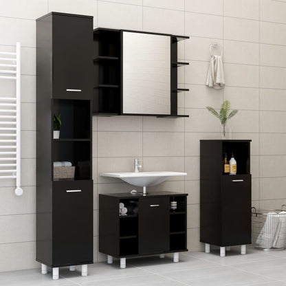 Bathroom Cabinet Black 30x30x179 cm Engineered Wood