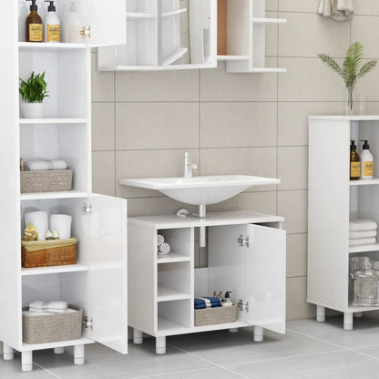 Bathroom Cabinet High Gloss White 60x32x53.5 cm Engineered Wood