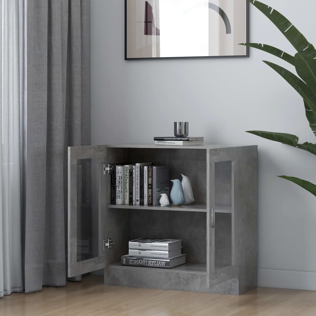 Vitrine Cabinet Concrete Grey 82.5x30.5x80 cm Engineered Wood