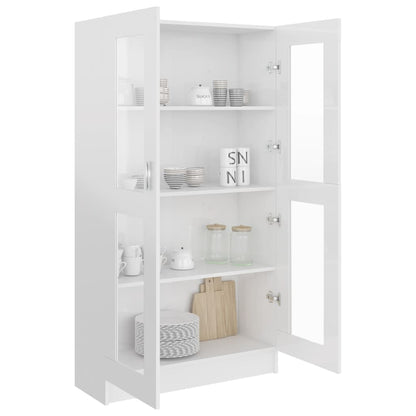 Vitrine Cabinet High Gloss White 82.5x30.5x150 cm Engineered Wood