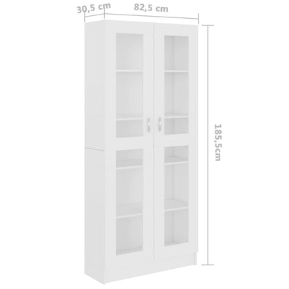 Vitrine Cabinet White 82.5x30.5x185.5 cm Engineered Wood