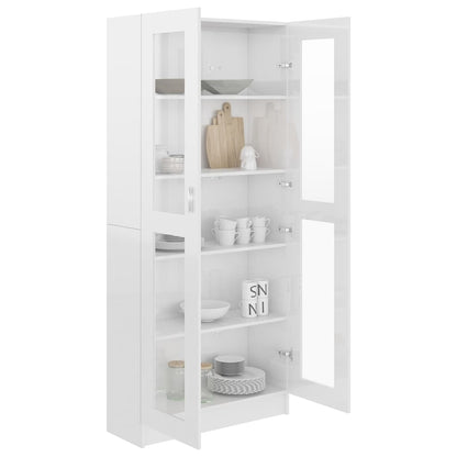 Vitrine Cabinet High Gloss White 82.5x30.5x185.5 cm Engineered Wood