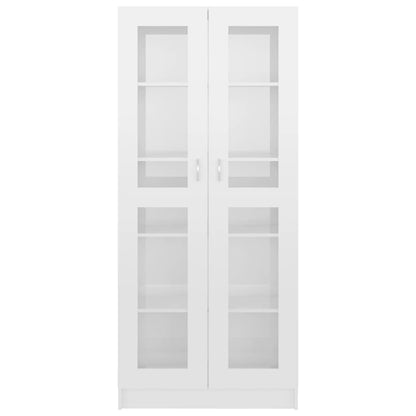 Vitrine Cabinet High Gloss White 82.5x30.5x185.5 cm Engineered Wood