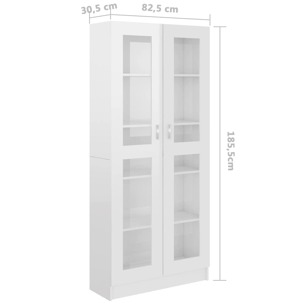 Vitrine Cabinet High Gloss White 82.5x30.5x185.5 cm Engineered Wood