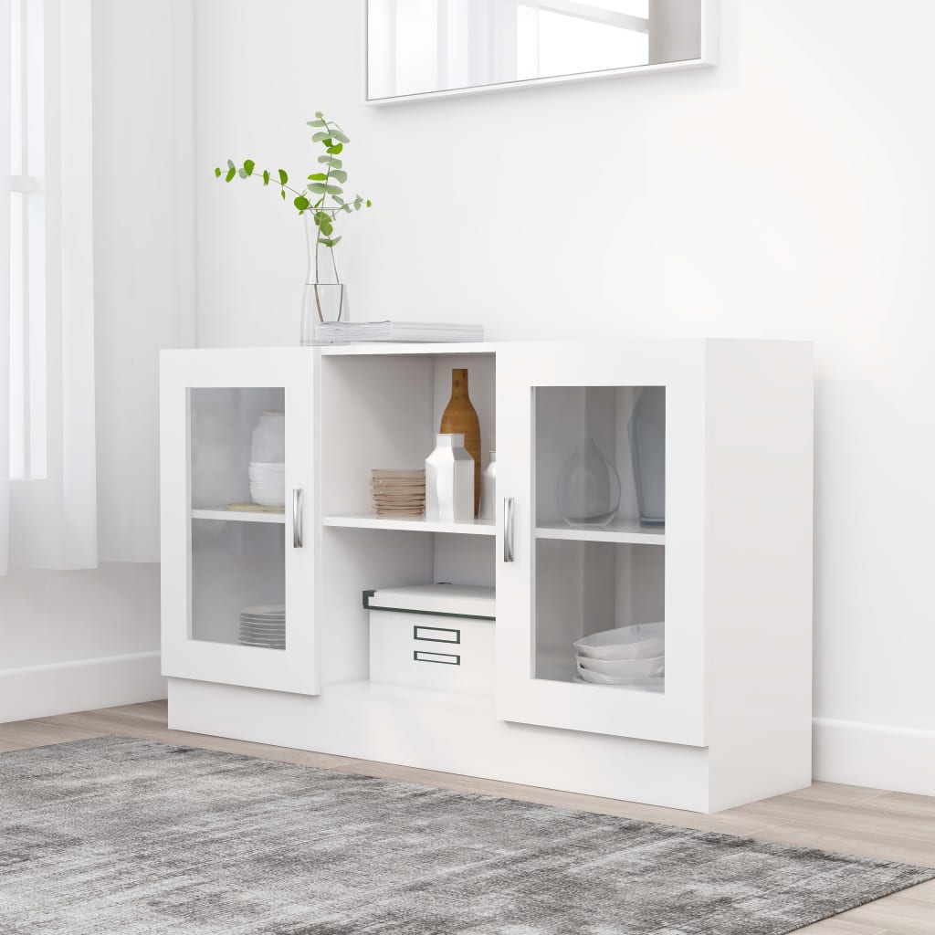 Vitrine Cabinet White 120x30.5x70 cm Engineered Wood