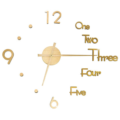 3D Wall Clock Modern Design Gold 100 cm XXL