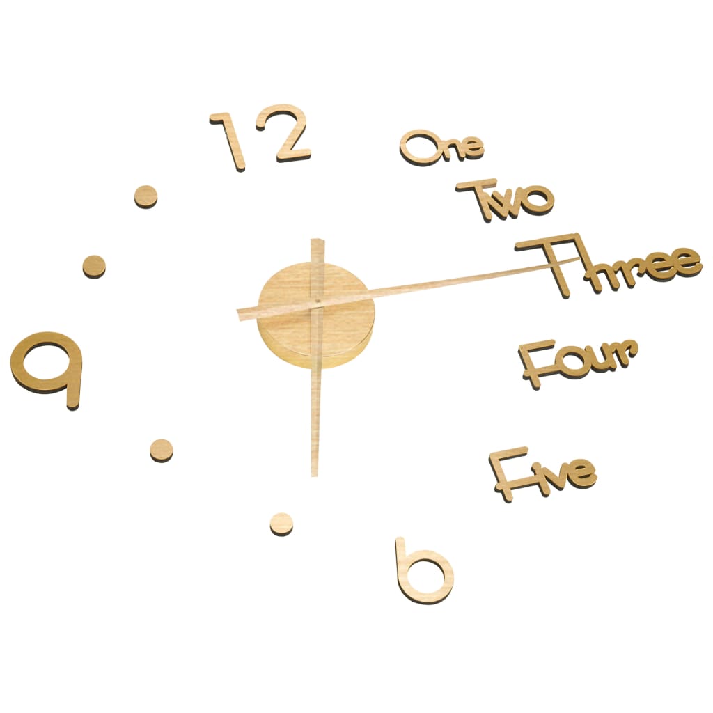 3D Wall Clock Modern Design Gold 100 cm XXL