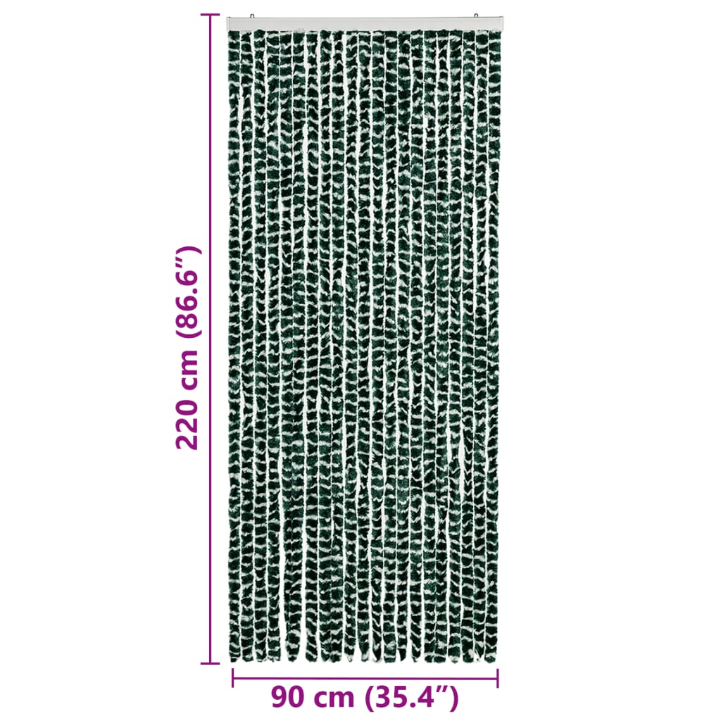 Insect Curtain Green and White 90x220 cm Chenille