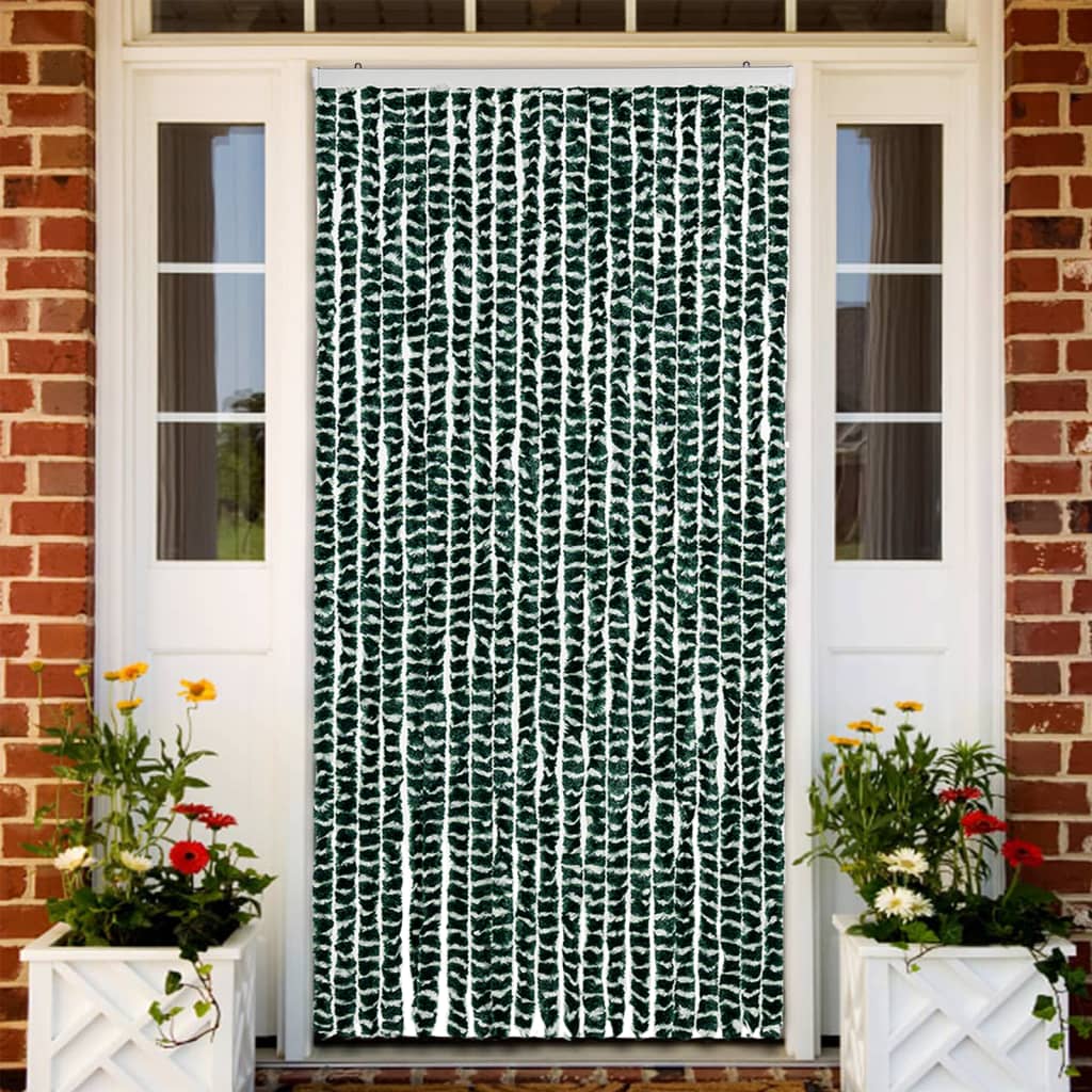 Insect Curtain Green and White 90x220 cm Chenille