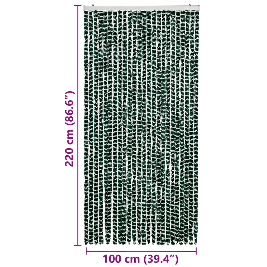 Insect Curtain Green and White 100x220 cm Chenille