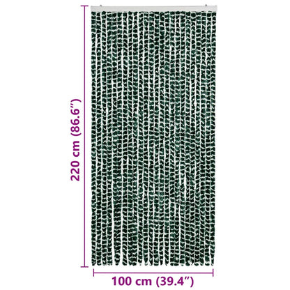 Insect Curtain Green and White 100x220 cm Chenille