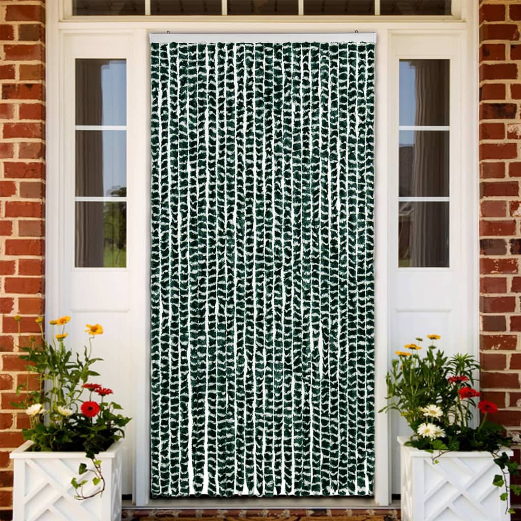 Insect Curtain Green and White 100x220 cm Chenille