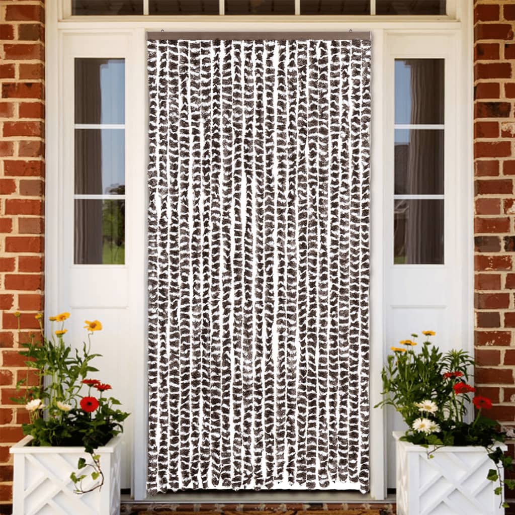 Insect Curtain Brown and White 90x220 cm Chenille