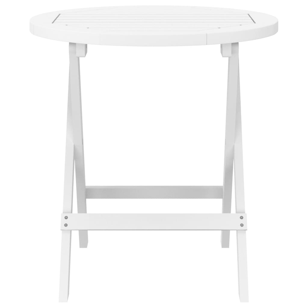 Folding Garden Table White Ø 46 cm Solid Wood Acacia