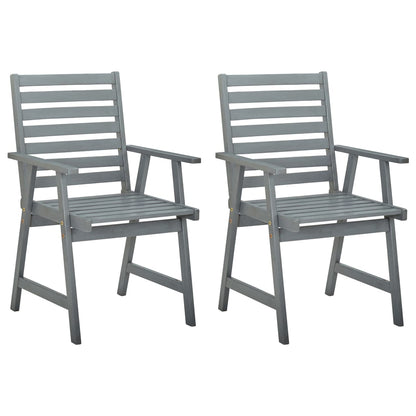 Outdoor Dining Chairs 2 pcs Grey Solid Acacia Wood