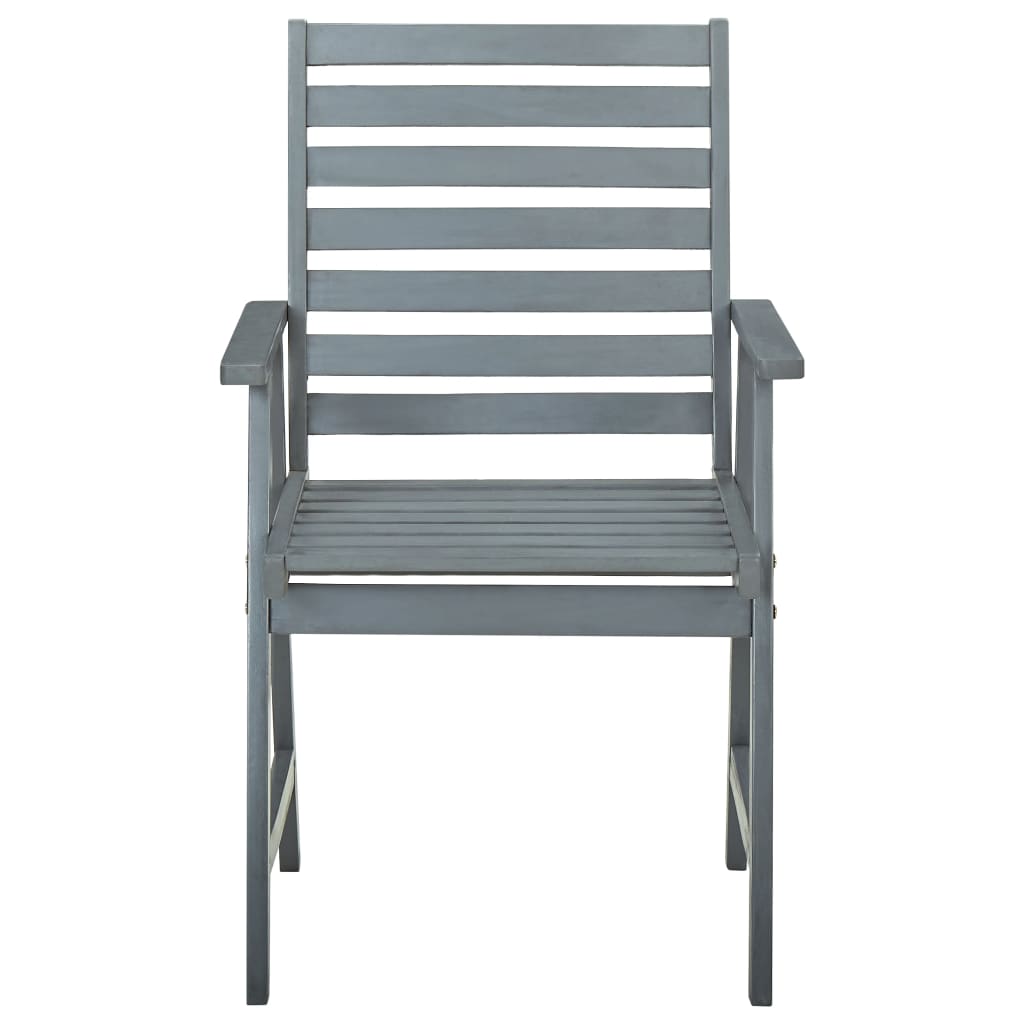 Outdoor Dining Chairs 2 pcs Grey Solid Acacia Wood