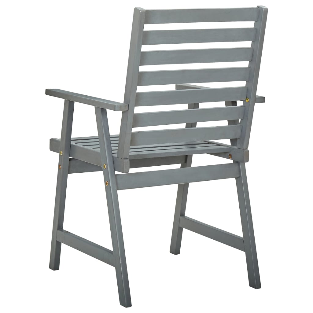 Outdoor Dining Chairs 2 pcs Grey Solid Acacia Wood