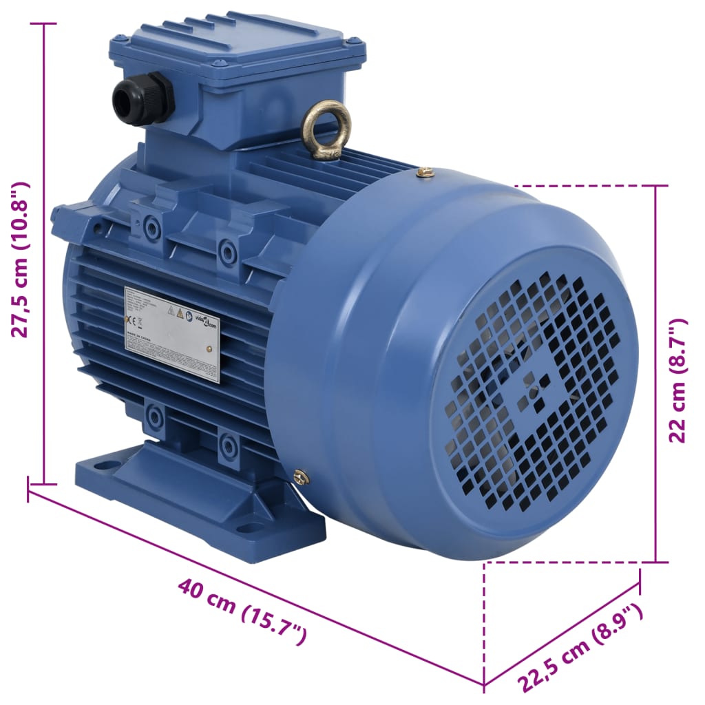 3 Phase Electric Motor Aluminium 4kW/5.5HP 2 Pole 2840 RPM