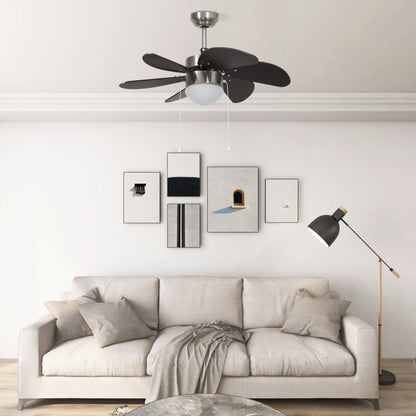 Ceiling Fan with Light 76 cm Dark Brown